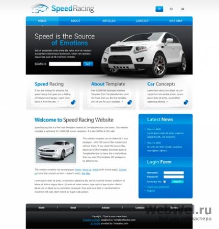Шаблон "Speed Racing"  HTML